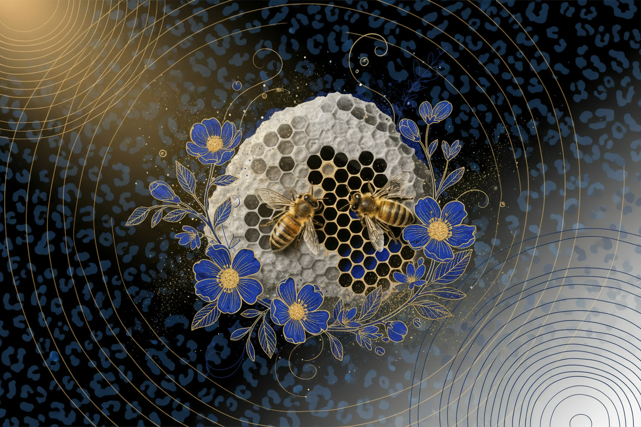 Bee Conservation Hero Banner with Leopard Print